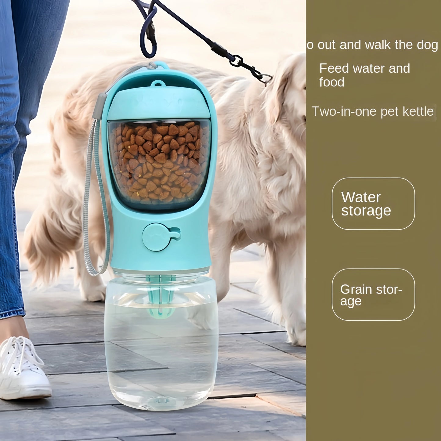 On-the-Go Dog Water Bottle & Feeder – Portable, Leakproof, Easy One-Hand Use